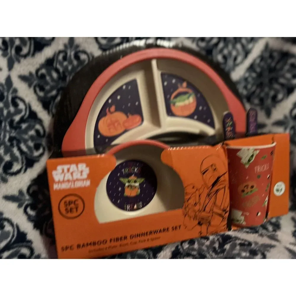 Star Wars MANDALORIAN Baby Yoda 5 PC Bamboo Child Dinnerware‎ Set